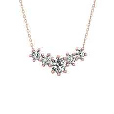 Swarovski ve beyaz zirkon 14 ayar rose altın kolye (40 cm rose altın rolo zincir)