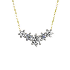 Swarovski ve pırlanta 18 ayar beyaz altın kolye (0.32 karat, 40 cm altın rolo zincir)
