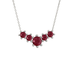 Aine Beştaş Kolye - Kök yakut 8 ayar beyaz altın kolye (40 cm beyaz altın rolo zincir) #2qkgzb