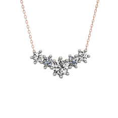 Aine Beştaş Kolye - Beyaz zirkon ve pırlanta 14 ayar beyaz altın kolye (0.32 karat, 40 cm rose altın rolo zincir) #2v38qc