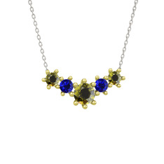 Aine Beştaş Kolye - Peridot ve lab safir 18 ayar altın kolye (40 cm beyaz altın rolo zincir) #31t8hi