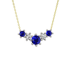 Aine Beştaş Kolye - Lab safir ve swarovski 925 ayar gümüş kolye (40 cm altın rolo zincir) #33ayfk