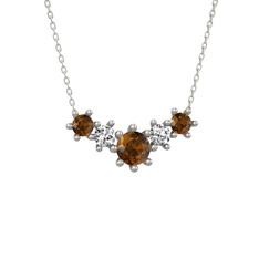 Aine Beştaş Kolye - Dumanlı kuvars ve swarovski 18 ayar beyaz altın kolye (40 cm beyaz altın rolo zincir) #3aotqe