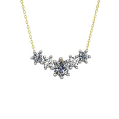 Aine Beştaş Kolye - Pırlanta ve swarovski 18 ayar beyaz altın kolye (1.98 karat, 40 cm gümüş rolo zincir) #3xccli