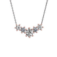 Aine Beştaş Kolye - Swarovski ve pırlanta 925 ayar rose altın kaplama gümüş kolye (0.32 karat, 40 cm gümüş rolo zincir) #4ze73y