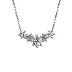 Aine Beştaş Kolye - Beyaz zirkon ve pırlanta 14 ayar beyaz altın kolye (0.32 karat, 40 cm gümüş rolo zincir) #5ooeqw