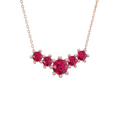 Rodolit garnet 14 ayar rose altın kolye (40 cm rose altın rolo zincir)