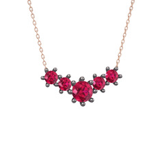 Aine Beştaş Kolye - Rodolit garnet 925 ayar siyah rodyum kaplama gümüş kolye (40 cm gümüş rolo zincir) #7huwrx