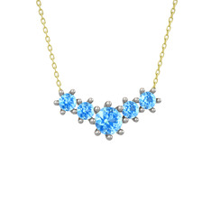 Aine Beştaş Kolye - Akuamarin 925 ayar gümüş kolye (40 cm altın rolo zincir) #8t90q8