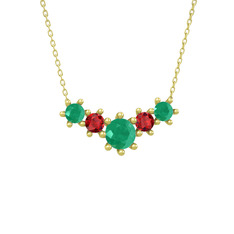 Aine Beştaş Kolye - Kök zümrüt ve garnet 925 ayar altın kaplama gümüş kolye (40 cm gümüş rolo zincir) #8xgifk