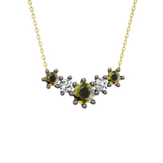 Aine Beştaş Kolye - Peridot ve swarovski 925 ayar siyah rodyum kaplama gümüş kolye (40 cm altın rolo zincir) #aejkrf