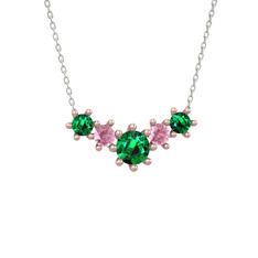 Aine Beştaş Kolye - Yeşil kuvars ve pembe kuvars 14 ayar rose altın kolye (40 cm gümüş rolo zincir) #aex9qw