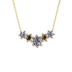 Aine Beştaş Kolye - Pırlanta ve peridot 8 ayar rose altın kolye (1.98 karat, 40 cm altın rolo zincir) #an0in0