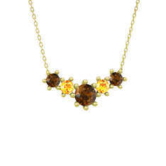 Aine Beştaş Kolye - Dumanlı kuvars ve sitrin 8 ayar altın kolye (40 cm altın rolo zincir) #ayyqqh