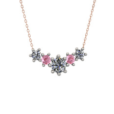 Aine Beştaş Kolye - Pırlanta ve pembe kuvars 14 ayar beyaz altın kolye (1.98 karat, 40 cm gümüş rolo zincir) #bralei