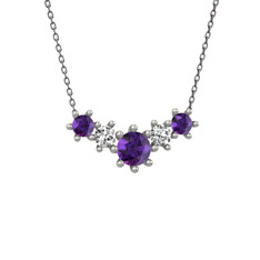 Aine Beştaş Kolye - Ametist ve swarovski 18 ayar beyaz altın kolye (40 cm gümüş rolo zincir) #cbq5v0