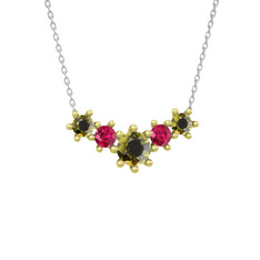 Aine Beştaş Kolye - Peridot ve rodolit garnet 925 ayar altın kaplama gümüş kolye (40 cm beyaz altın rolo zincir) #cfsgb3