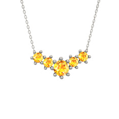 Aine Beştaş Kolye - Sitrin 925 ayar gümüş kolye (40 cm beyaz altın rolo zincir) #dsdgkq