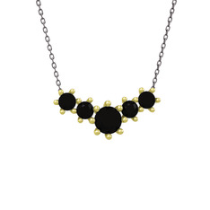 Aine Beştaş Kolye - Siyah zirkon 925 ayar altın kaplama gümüş kolye (40 cm gümüş rolo zincir) #dyadrl