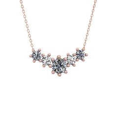 Aine Beştaş Kolye - Pırlanta ve swarovski 18 ayar rose altın kolye (1.98 karat, 40 cm rose altın rolo zincir) #e0yqy8