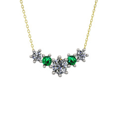 Aine Beştaş Kolye - Pırlanta ve yeşil kuvars 925 ayar gümüş kolye (1.98 karat, 40 cm altın rolo zincir) #e34wgz