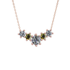 Aine Beştaş Kolye - Pırlanta ve peridot 14 ayar rose altın kolye (1.98 karat, 40 cm rose altın rolo zincir) #ef4q82