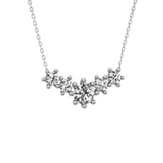 Beyaz zirkon ve swarovski 8 ayar beyaz altın kolye (40 cm beyaz altın rolo zincir)