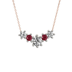 Aine Beştaş Kolye - Swarovski ve kök yakut 18 ayar beyaz altın kolye (40 cm gümüş rolo zincir) #fgruey