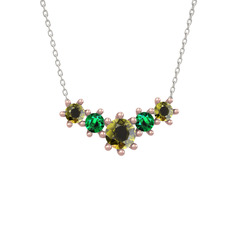 Aine Beştaş Kolye - Peridot ve yeşil kuvars 18 ayar rose altın kolye (40 cm gümüş rolo zincir) #flltny