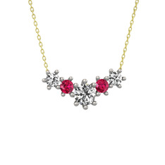 Aine Beştaş Kolye - Beyaz zirkon ve rodolit garnet 925 ayar gümüş kolye (40 cm altın rolo zincir) #gbdrd9