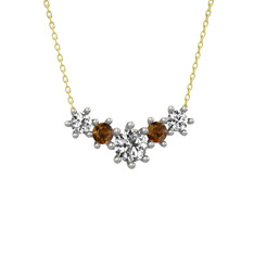 Aine Beştaş Kolye - Swarovski ve dumanlı kuvars 8 ayar beyaz altın kolye (40 cm altın rolo zincir) #gpm6yq