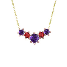 Aine Beştaş Kolye - Ametist ve garnet 14 ayar rose altın kolye (40 cm altın rolo zincir) #hzmfoe