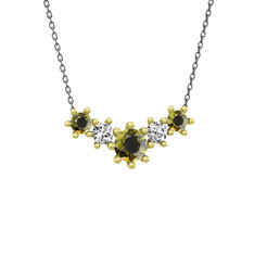 Aine Beştaş Kolye - Peridot ve swarovski 18 ayar altın kolye (40 cm gümüş rolo zincir) #invzwr