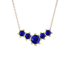 Aine Beştaş Kolye - Lab safir 18 ayar altın kolye (40 cm rose altın rolo zincir) #j3kqyq