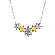 Aine Beştaş Kolye - Swarovski ve sitrin 925 ayar siyah rodyum kaplama gümüş kolye (40 cm gümüş rolo zincir) #j9svm4