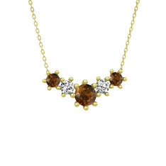 Aine Beştaş Kolye - Dumanlı kuvars ve swarovski 8 ayar altın kolye (40 cm altın rolo zincir) #k539qg