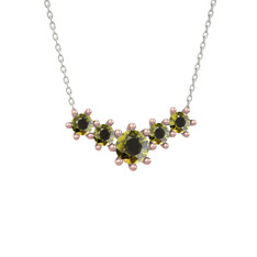 Aine Beştaş Kolye - Peridot 925 ayar rose altın kaplama gümüş kolye (40 cm beyaz altın rolo zincir) #k5wo5u