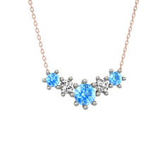 Aine Beştaş Kolye - Akuamarin ve swarovski 14 ayar beyaz altın kolye (40 cm gümüş rolo zincir) #kdatme