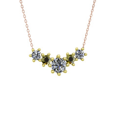 Pırlanta ve peridot 14 ayar altın kolye (1.98 karat, 40 cm rose altın rolo zincir)