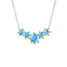Aine Beştaş Kolye - Akuamarin 8 ayar altın kolye (40 cm rose altın rolo zincir) #nhj660