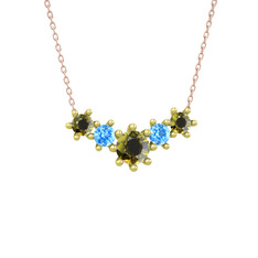 Aine Beştaş Kolye - Peridot ve akuamarin 925 ayar altın kaplama gümüş kolye (40 cm rose altın rolo zincir) #nza3j5
