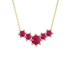 Aine Beştaş Kolye - Rodolit garnet 14 ayar rose altın kolye (40 cm altın rolo zincir) #pp41f1
