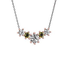 Aine Beştaş Kolye - Beyaz zirkon ve peridot 14 ayar rose altın kolye (40 cm gümüş rolo zincir) #pthetd