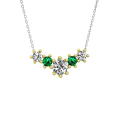 Aine Beştaş Kolye - Swarovski ve yeşil kuvars 18 ayar altın kolye (40 cm beyaz altın rolo zincir) #pvudyu