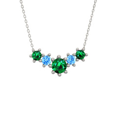 Aine Beştaş Kolye - Yeşil kuvars ve akuamarin 8 ayar beyaz altın kolye (40 cm beyaz altın rolo zincir) #q1zcu2