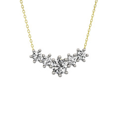 Aine Beştaş Kolye - Swarovski ve beyaz zirkon 925 ayar gümüş kolye (40 cm altın rolo zincir) #qc8xdt