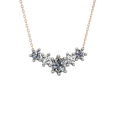 Pırlanta ve swarovski 18 ayar beyaz altın kolye (1.98 karat, 40 cm rose altın rolo zincir)