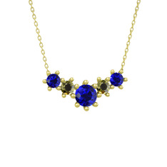 Aine Beştaş Kolye - Lab safir ve peridot 14 ayar altın kolye (40 cm altın rolo zincir) #qhfxch