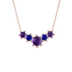 Aine Beştaş Kolye - Ametist ve lab safir 14 ayar rose altın kolye (40 cm rose altın rolo zincir) #rtcasi