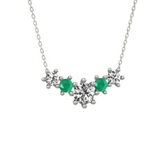 Aine Beştaş Kolye - Swarovski ve kök zümrüt 18 ayar beyaz altın kolye (40 cm beyaz altın rolo zincir) #ry91mw